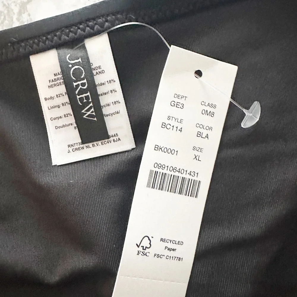 J. Crew Black Swim Bikini Bottoms Size XL NEW Style BC114 Recycled Polyester